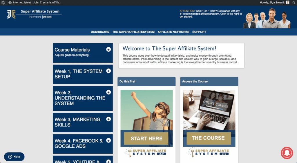 Super affiliate system review - members area